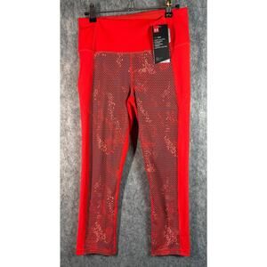 NEW Under Armour Heat Gear Red Medium Printed Crop Leggings